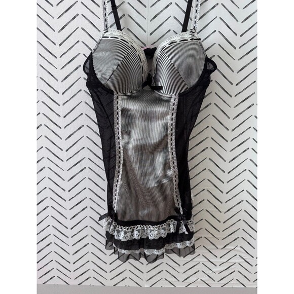 Vtg Y2k Native Intimates 36B‎ Lingerie Dress Black Lace Satin Whimsigoth - Picture 1 of 6